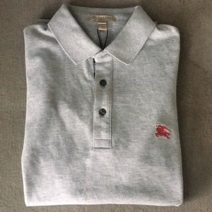 burberry pale grey melange polo shirt
